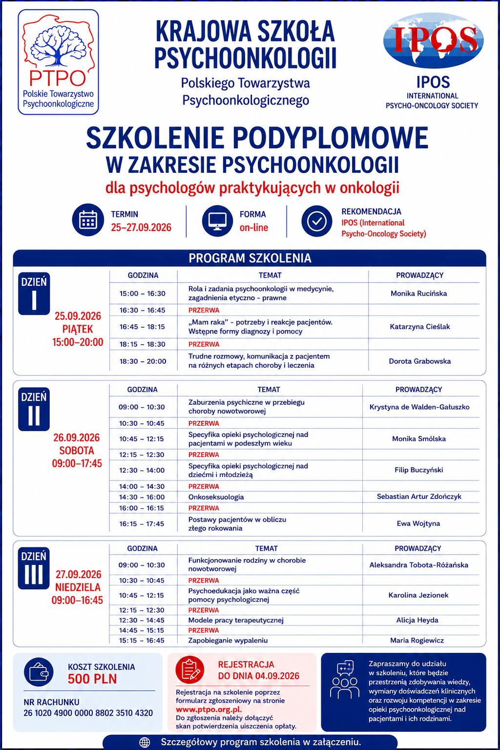 plakat szkolenie PTPO plus program